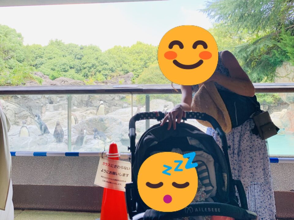 歩き疲れて寝てしまったところ。ベビーカーだとそのまま寝かせておける